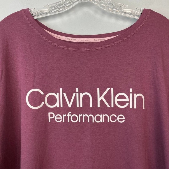 𝅺calvin Klein Performance Cabernet Logo Stretch 3/4 Sleeve Dolman Top Plus 1X - Picture 11 of 12